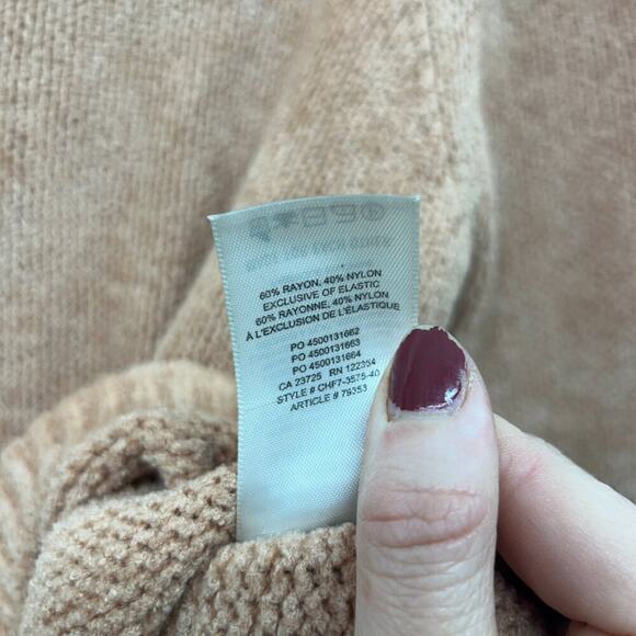 Aritzia Wilfred Peach Pink Turtleneck Mock Neck Chenille Knit Sweater Medium - Picture 7 of 7